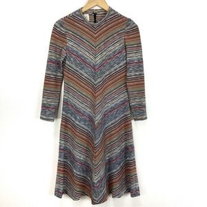 LESLIE FAY Vintage 60s/70s Mod Striped Long Sleeve Dress Women’s Sz Small